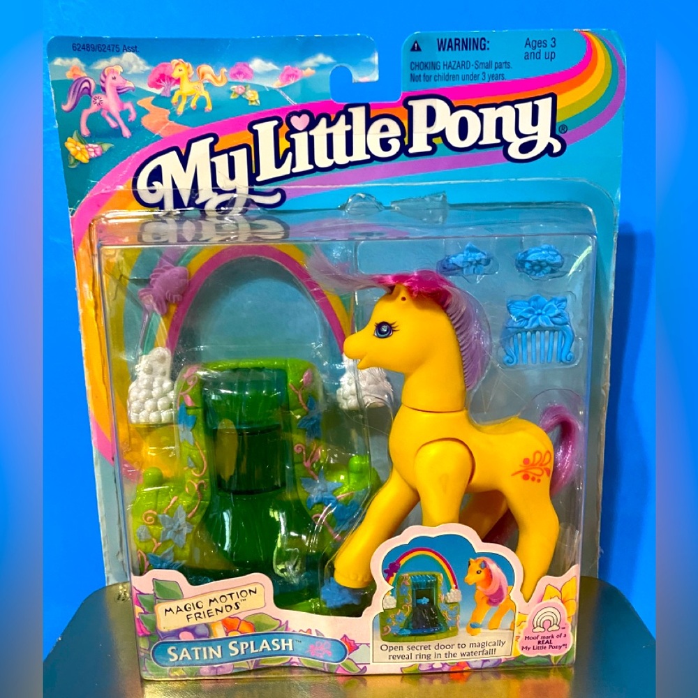 MY LITTLE PONY G2 1997 MAGIC MOTION FRIENDS SATIN SPLASH, RAINBOW & ACCESSORIES